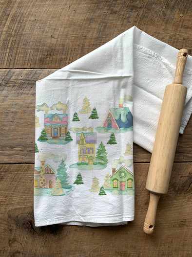 Christmas Village Flour Sack Towel