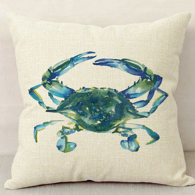 Blue Crab Linen Pillowcase