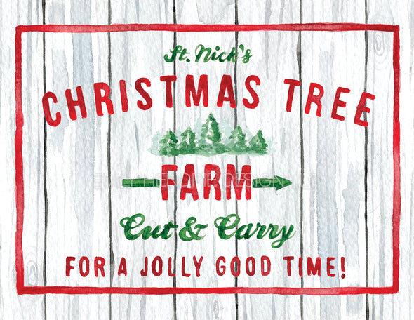 Christmas Tree Farm Watercolor Art Print