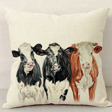 Cow Trio Linen Pillowcase