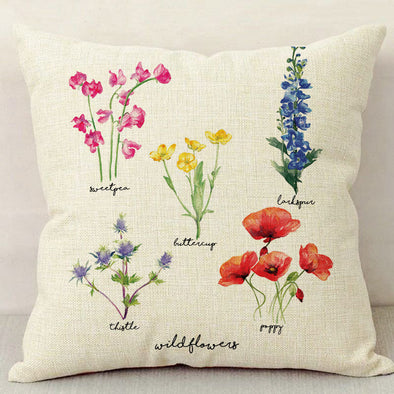 Wildflower Chart Linen Pillowcase