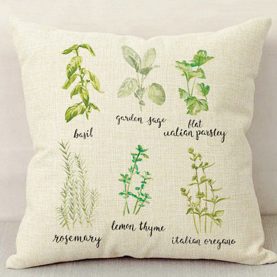 Herb Chart Linen Pillowcase