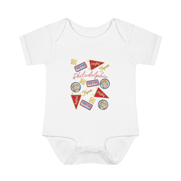 Baby Philadelphia Multi Baseball Fan Baby Rabbit Skins Onesie