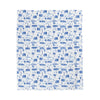 Philly Blue Toile Velveteen Plush Blanket