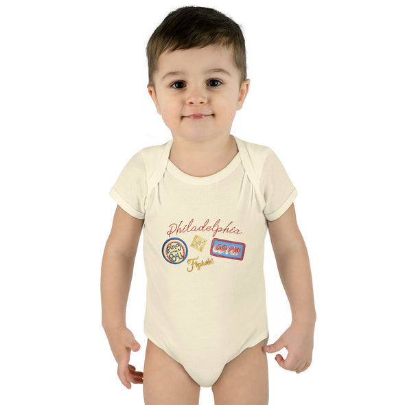 Baby Philadelphia Script Baseball Fan Baby Rabbit Skin Onesie