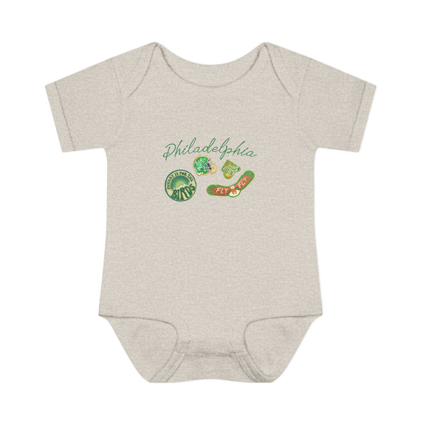 Baby Philadelphia Script Football Fan Baby Rabbit Skin Onesie