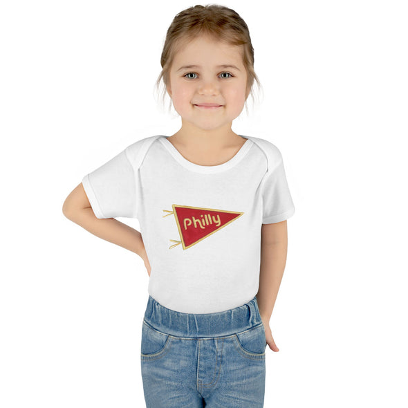 Baby Philadelphia Red Pennant Baby Rabbit Skins Onesie
