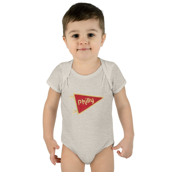 Baby Philadelphia Red Pennant Baby Rabbit Skins Onesie