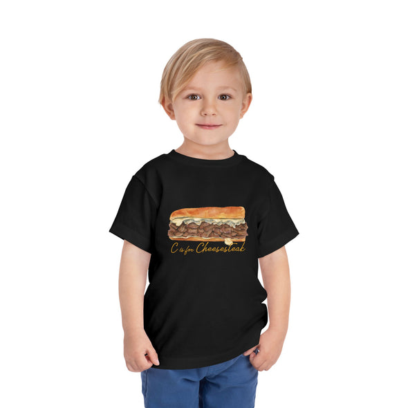 Toddler C is for Cheesesteak Scripted Short Sleeve Tee