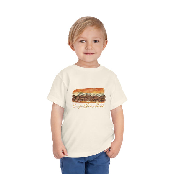 Toddler C is for Cheesesteak Scripted Short Sleeve Tee