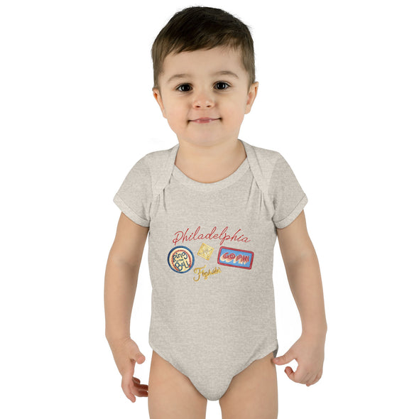 Baby Philadelphia Script Baseball Fan Baby Rabbit Skin Onesie
