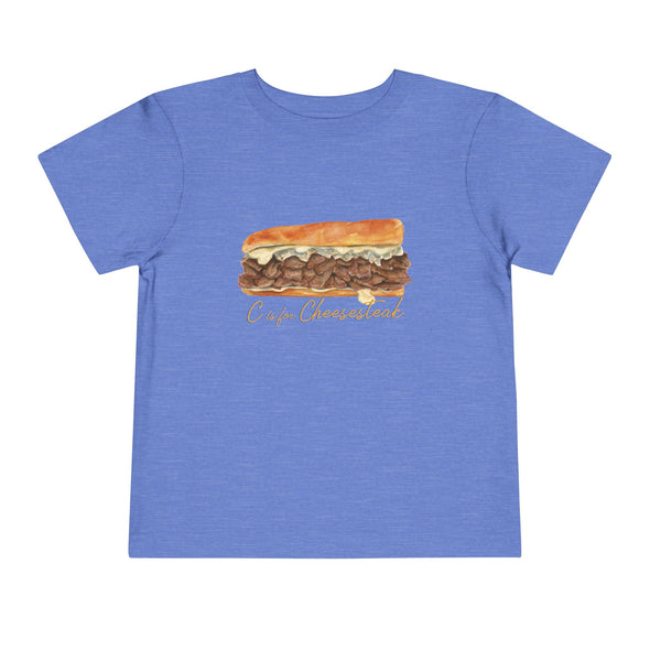 Toddler C is for Cheesesteak Scripted Short Sleeve Tee