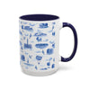 Philly Blue Toile 11oz ceramic mug
