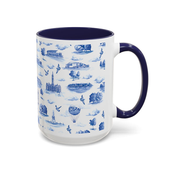Philly Blue Toile 11oz ceramic mug