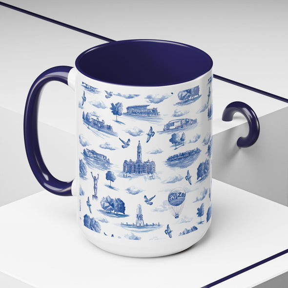 Philly Blue Toile 11oz ceramic mug