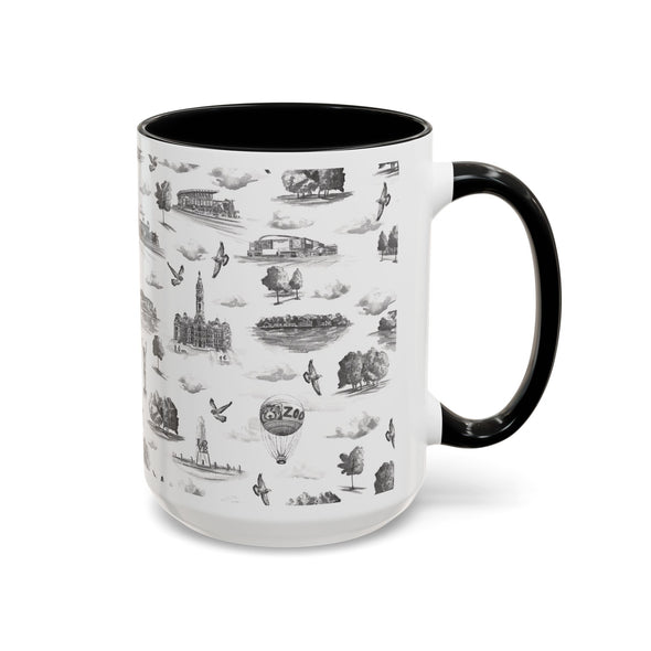 Philly Black Toile 11oz ceramic mug