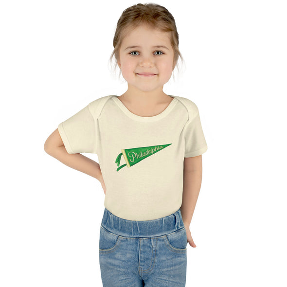 Baby Philadelphia Green Pennant Baby Rabbit Skins Onesie