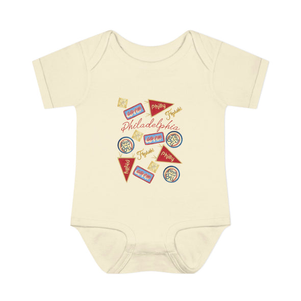 Baby Philadelphia Multi Baseball Fan Baby Rabbit Skins Onesie