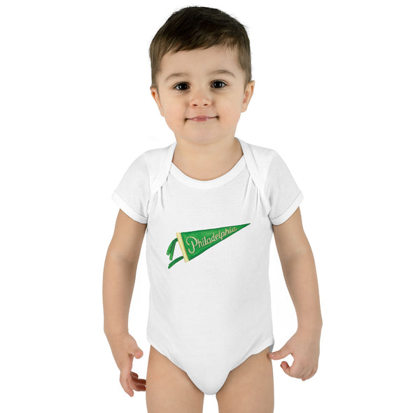 Baby Philadelphia Green Pennant Baby Rabbit Skins Onesie