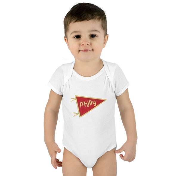 Baby Philadelphia Red Pennant Baby Rabbit Skins Onesie