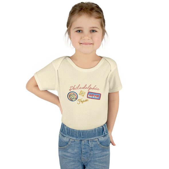 Baby Philadelphia Script Baseball Fan Baby Rabbit Skin Onesie