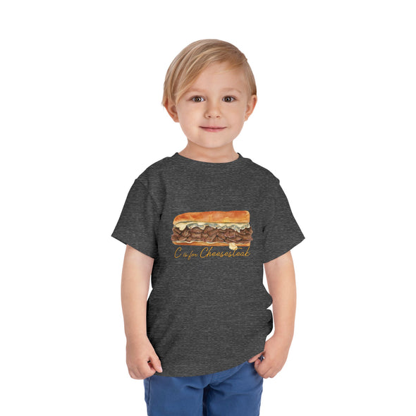 Toddler C is for Cheesesteak Scripted Short Sleeve Tee