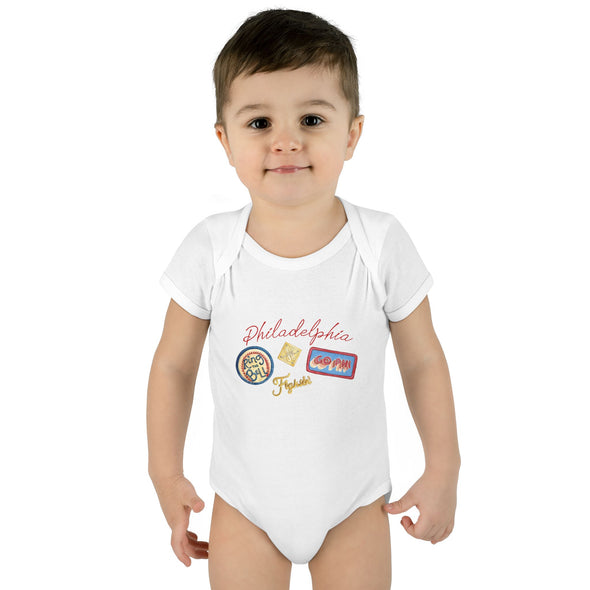 Baby Philadelphia Script Baseball Fan Baby Rabbit Skin Onesie