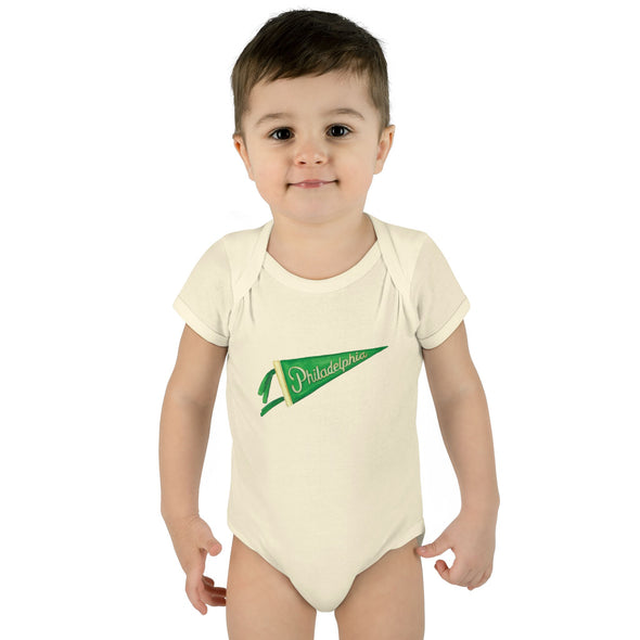 Baby Philadelphia Green Pennant Baby Rabbit Skins Onesie