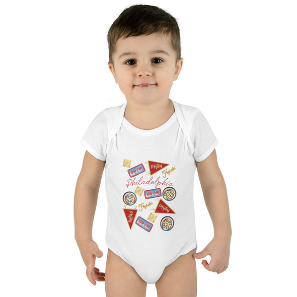 Baby Philadelphia Multi Baseball Fan Baby Rabbit Skins Onesie