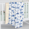 Philly Blue Toile Sherpa Fleece Blanket