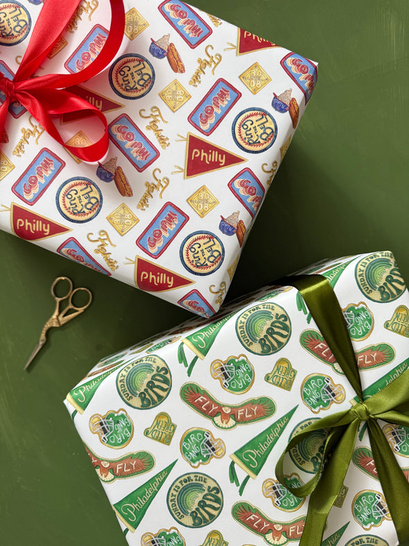 Philly Baseball Fan Inspired Wrapping Paper Sheets