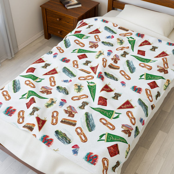 All the Philly Things Velveteen Plush Blanket