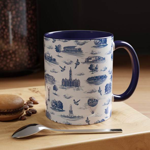 Philly Blue Toile 11oz ceramic mug