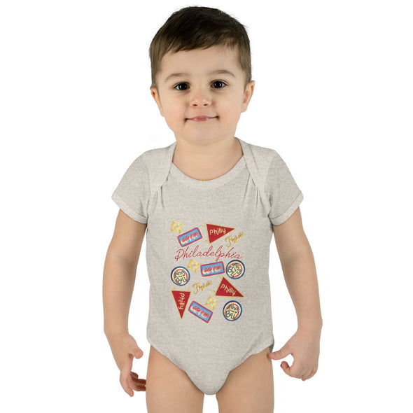 Baby Philadelphia Multi Baseball Fan Baby Rabbit Skins Onesie