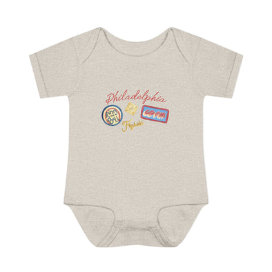 Baby Philadelphia Script Baseball Fan Baby Rabbit Skin Onesie