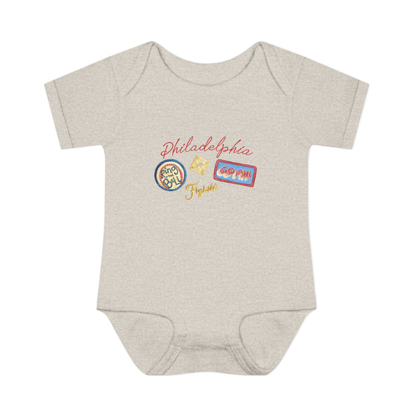 Baby Philadelphia Script Baseball Fan Baby Rabbit Skin Onesie