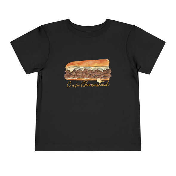 Toddler C is for Cheesesteak Scripted Short Sleeve Tee