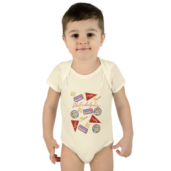 Baby Philadelphia Multi Baseball Fan Baby Rabbit Skins Onesie