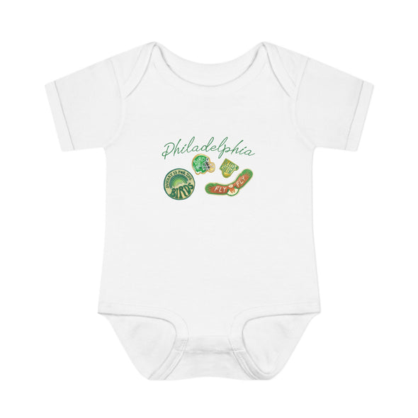 Baby Philadelphia Script Football Fan Baby Rabbit Skin Onesie