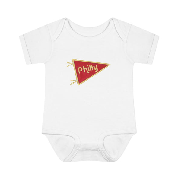 Baby Philadelphia Red Pennant Baby Rabbit Skins Onesie