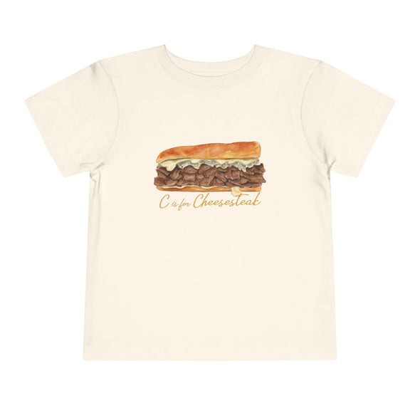 Toddler C is for Cheesesteak Scripted Short Sleeve Tee