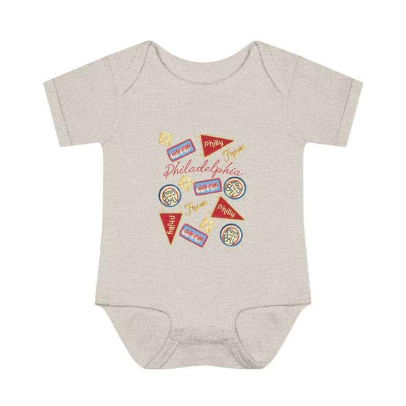Baby Philadelphia Multi Baseball Fan Baby Rabbit Skins Onesie