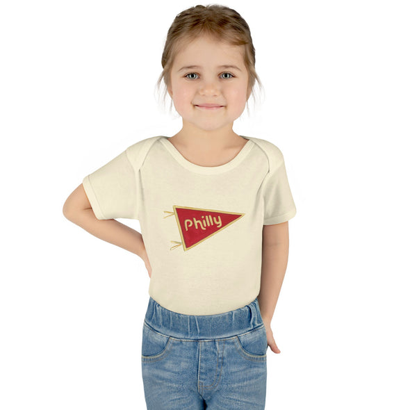 Baby Philadelphia Red Pennant Baby Rabbit Skins Onesie