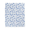 Philly Blue Toile Velveteen Plush Blanket