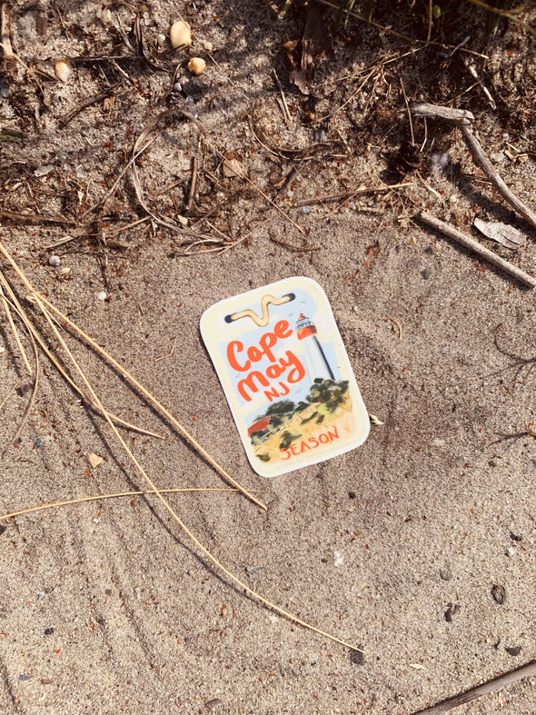 Cape May, Nj Beach Tag Vinyl Sticker
