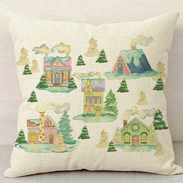 Christmas Village Linen Pillowcase