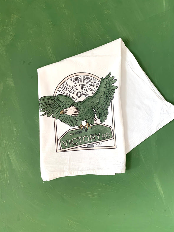 Hit 'em High Eagle Philly Football Flour Sack Towel