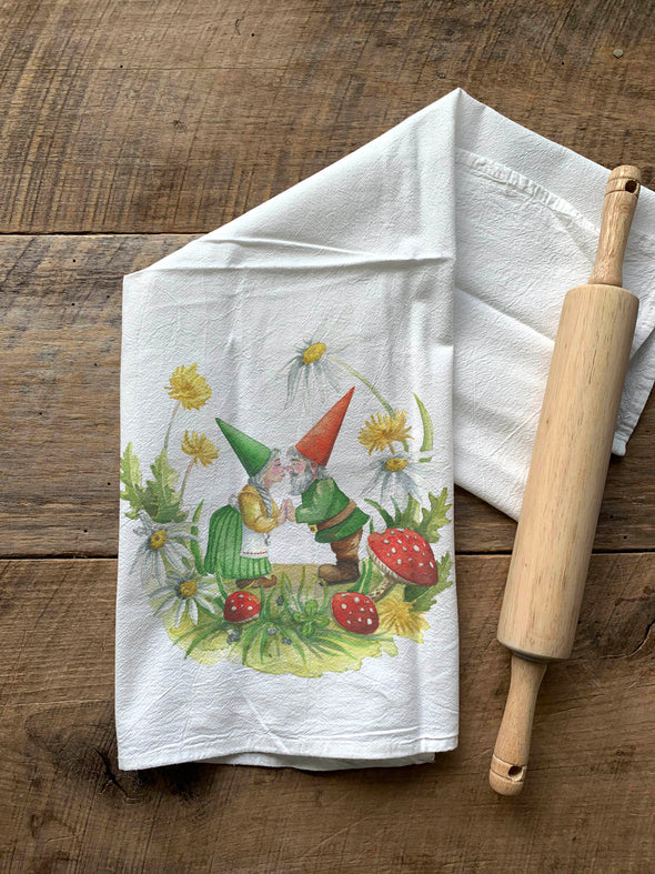 Kissing Gnomes Flour Sack Towel