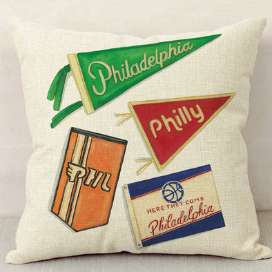 Philly Flags Linen Pillowcase