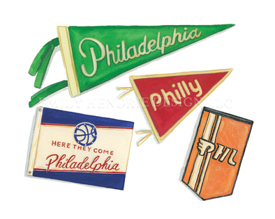 Philly Flags Watercolor Art Print